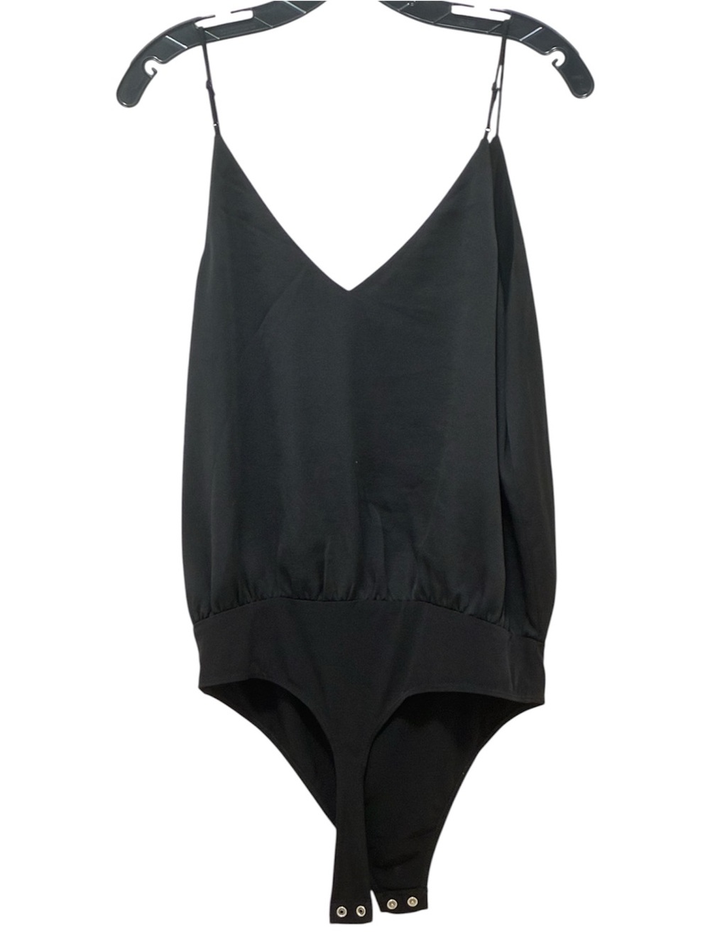 NWOT Express Black V-Neck Double Lined Thong Bodysuit w/ Adjustable Straps Sz L